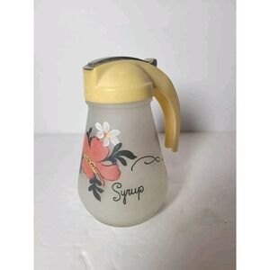 Vintage‎ Hazel Atlas Waffle Syrup Dispenser Poppy Flower